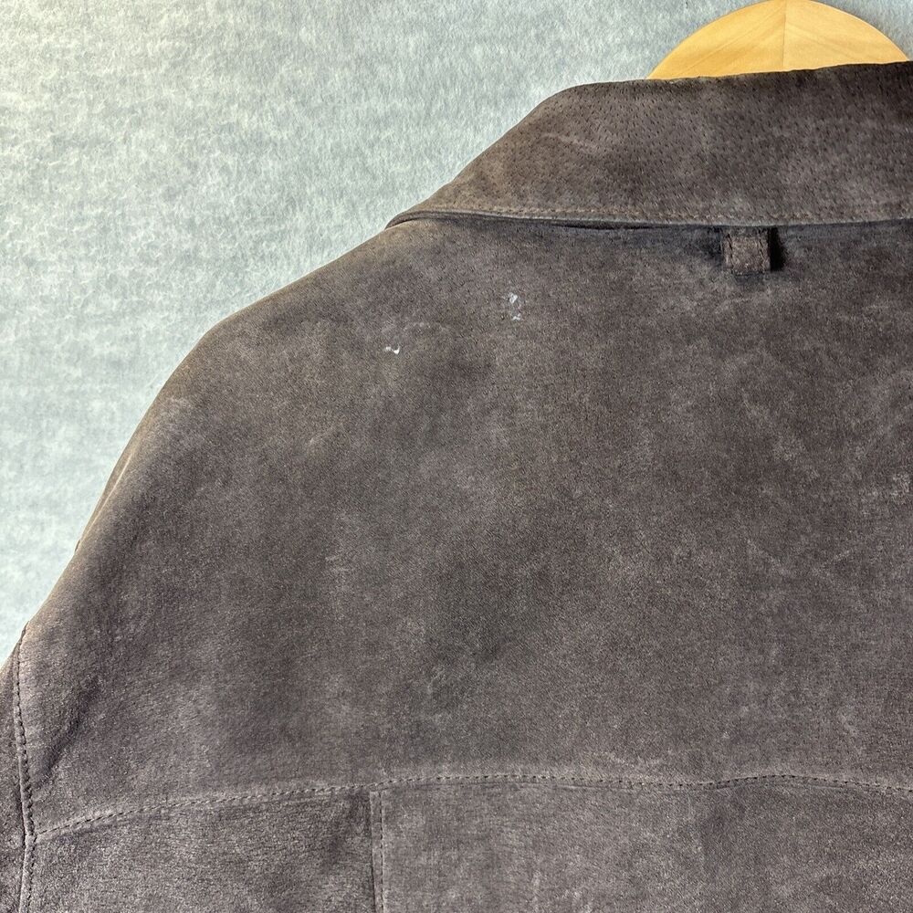 Suede Leather Chore Coat XL Brown Rancher Jacket Washable Zip Pocket Harbor Bay - Picture 16 of 16